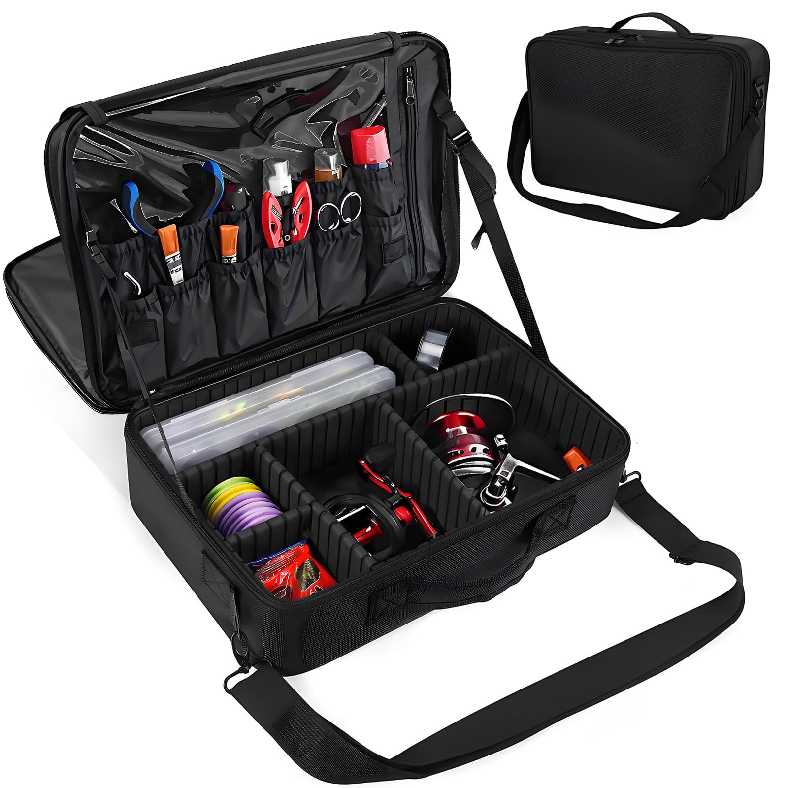 AquaGuard Fishing Reel Organizer with Adjustable Dividers