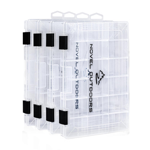 ClearView Fishing Gear Set - 4 Tackle Boxes with Dividers