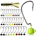 Dovesun Ned Rig Jig Heads Ned Rig Hooks Weedless Jig Head Mushroom Jig Heads for Bass Fishing Ned Rig Kit 30pcs