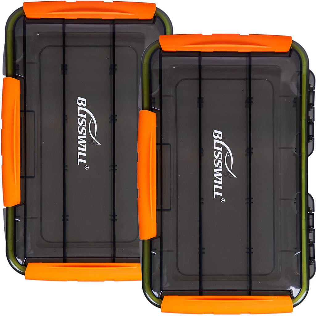 BLISSWILL Fishing Tackle Storage TraysFishing Tackle BoxStorage Organizer Box3600 Tackle Trays with Removable DividersTea-Colored Transparent Waterproof Fishing Tackle Storage - 2 Packs